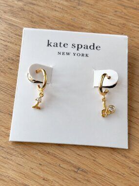 say yes i do gold clear huggie earrings